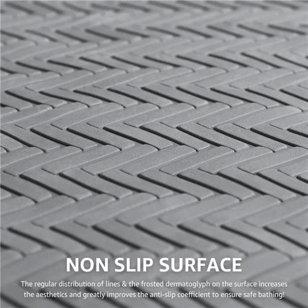 Non Slip Bathtub Mat Extra Long Rubber Shower Mat 332 Suction Cups Grey 36x17